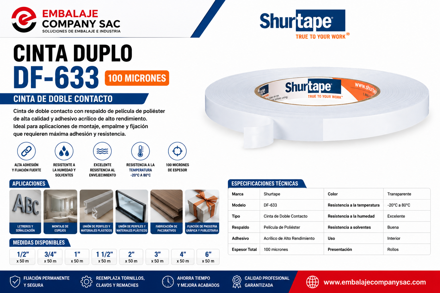 CINTA DUPLO DF-633 (100 MICRONES)